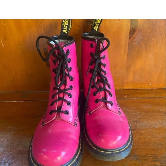 Dr Martens Bright Pink Boots Combat 1460 Size 7 - Picture 7 of 8